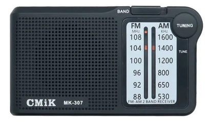 Radio Portátil Am Fm Recargable Bolsillo 3.5 Mini Compacta Negro