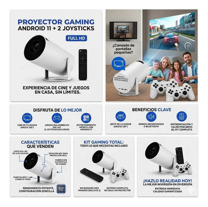 Proyector Smart Android Wifi Bluetooth Dos Joysticks 130  Blanco
