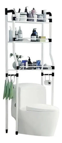 Organizador Estantes Baño Sobre Inodoro 3 Nivel Metal 155x46 Negro