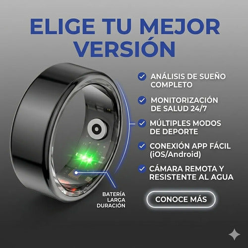 Anillo Inteligente Monitoreo Sueño Talle 12 Ios Android Negro 12