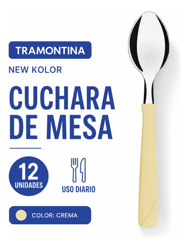 Cucharas Mesa Pack Set X12 Unidades Hogar Cocina Cubiertos Marfil
