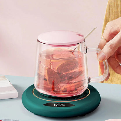 Base Calentadora Tazas Usb Eléctrico Display Circular 20w Verde