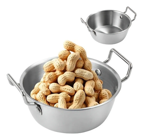 Bowl Redondo Con Asas Acero Inoxidable 14x5,5cm Plateado