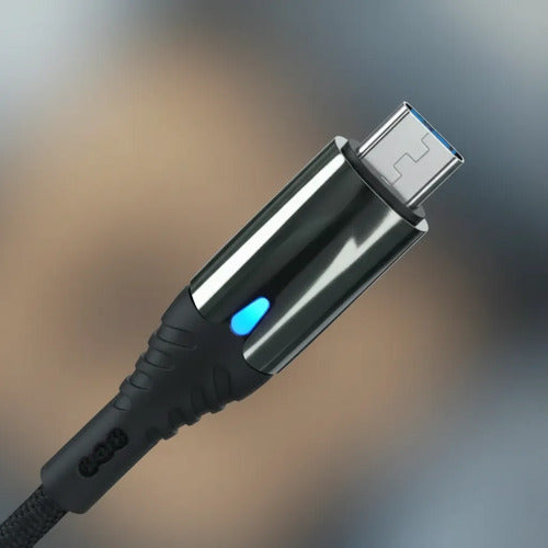 Cable Micro Usb Carga Rapida Y Datos Led Usb-a Reforzado 1m Negro