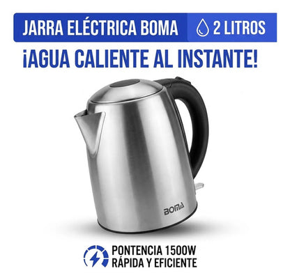 Pava Jarra Electrica 2l Acero Inoxidable Corte Automatico Gris