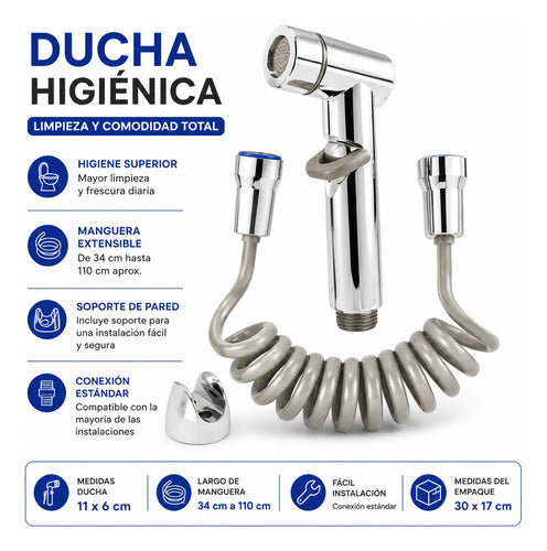 Ducha Higiénica Con Soporte Manguera Extensible Bidet Manual