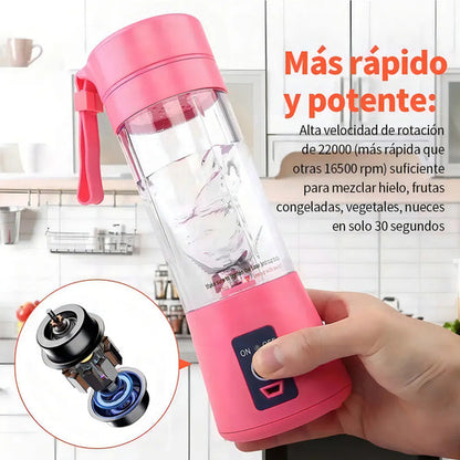 Licuadora Portátil Genérica Liquidificador Portatil 300 Ml Rosa Con Jarra De Vidrio - Incluye 6 Accesorios