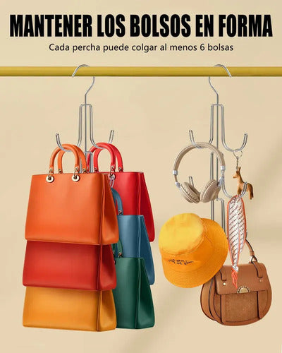 Percha Para Carteras X6 Perchas Ganchos En Metal Para Colgar Gris Oscuro