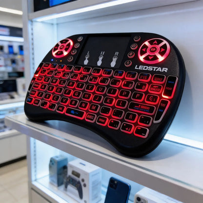 Teclado Tv Inalambrico Panel Tactil Rgb Recargable 3 Colores Rojo