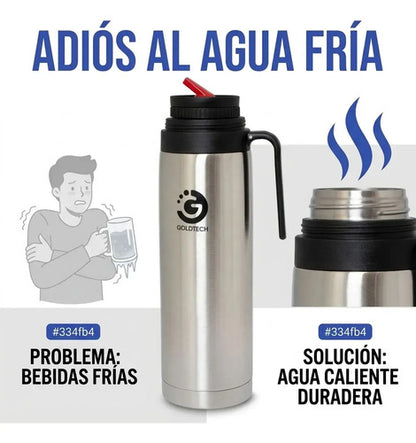 Termo Media Manija 1 L Acero Inoxidable Pico Cebador Plateado