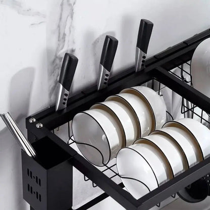 Escurridor Metalico Platos Cubiertos Secaplatos Tabla Picar Negro