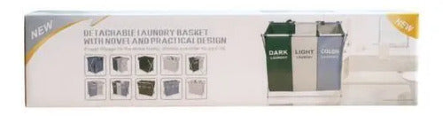 Canasto Cesto Ropa Plegable Separador Tela Metalico Doble Blanco Con Negro Dark / Light Laundry