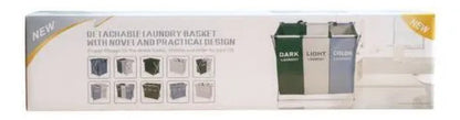 Canasto Cesto Ropa Plegable Separador Tela Metalico Doble Blanco Con Negro Dark / Light Laundry