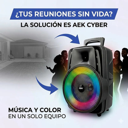 Parlante Inalambrico Bluetooth Ios Android 8 Pulgadas Luces Negro