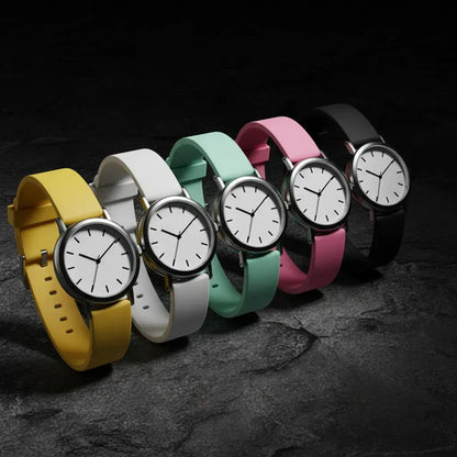 Reloj De Pulsera Analógico Correa De Colores Diseño Casual Blanco