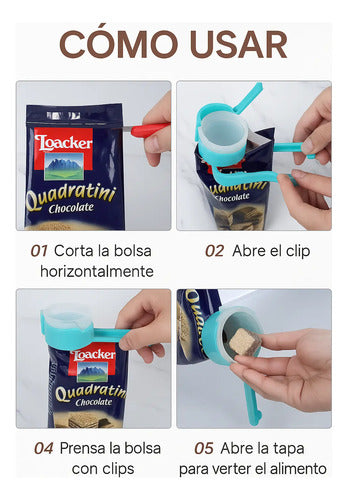 X2 Clip Para Sellar Bolsas Alimento Cierra Facil Con Tapa