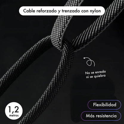 Cable Reforzado 4 En 1 Carga Rapida Datos Usb Tipo C 8 Pines Negro