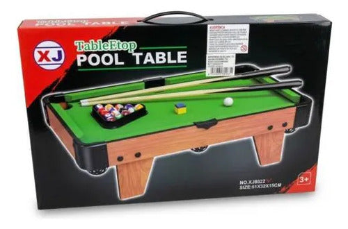 Mini Mesa Pool Billar Infantil 51cm Bolas Tacos Accesorios Verde
