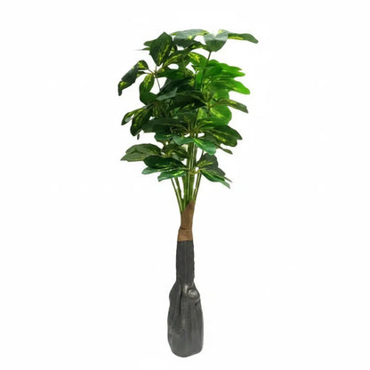 Adorno Planta Artificial Hojas Decoracion Interior 80cm Base Verde Claro