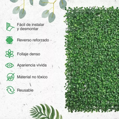 Set X4 Enredadera Pared Artificial Planta Decorativa 60x40cm Verde