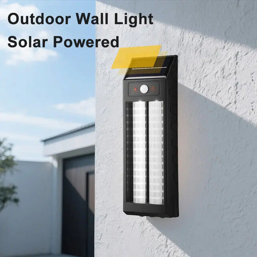 Lampara Foco Solar Led Exterior Sensor De Movimiento Negro Blanco Cálido