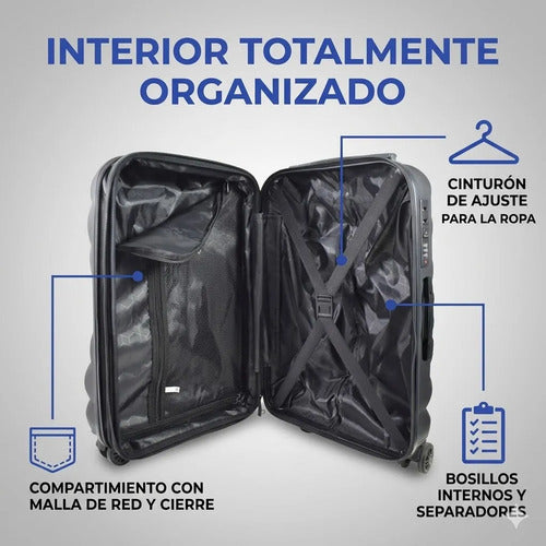 Valija Viaje Grande Rigida Expandible 4 Ruedas Tsa 25 PuLG Negro Rayas