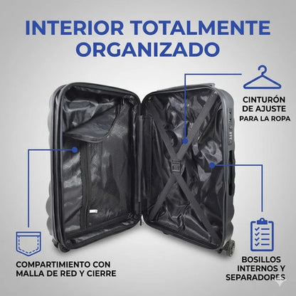 Valija Viaje Grande Rigida Expandible 4 Ruedas Tsa 25 PuLG Negro Rayas
