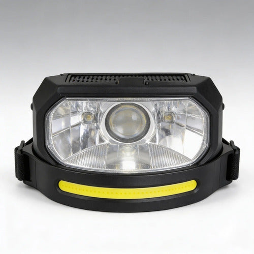 Linterna Minero Frontal Led Recargable Sensor Usb 350 Lumens Led Cob Frontal Xpe Lateral Negro Mate