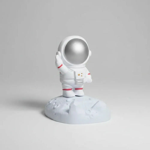 Soporte Porta Celular Astronauta Escritorio Mesa Base Auto Blanco