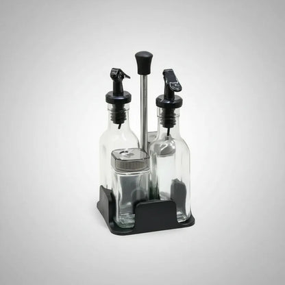 Set Condimentero Soporte Pack 4 Piezas Vidrio Soporte Cocina Blanco