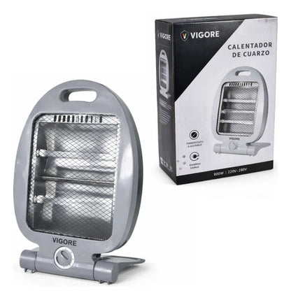 Estufa Electrica Cuarzo Calefactor Portatil Termostato 800w Gris