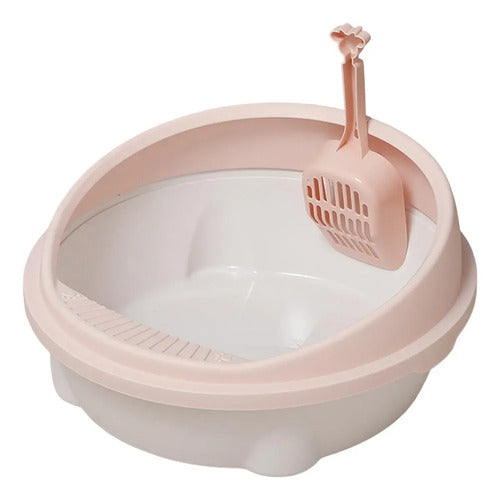 Arenero Para Gato Circular Bandeja Sanitaria Con Pala Blanco