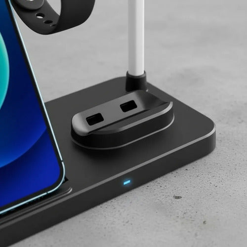 Soporte Cargador Inalambrico Cuadruple Telefonos Android Ios Negro