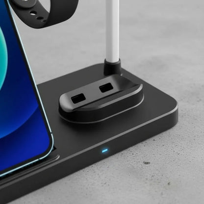 Soporte Cargador Inalambrico Cuadruple Telefonos Android Ios Negro