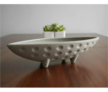 Adorno Decorativo Centro Mesa Plástico 31x11.5cm Moderno Gris