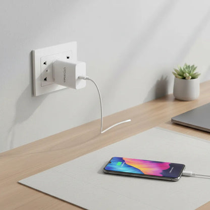 Cargador Pared Usb Cable Tipo C Carga Rapida Celular 18w Blanco