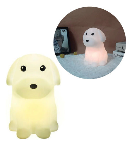 Lampara Veladora Infantil Perrito Silicona Multicolor Blanco Varios
