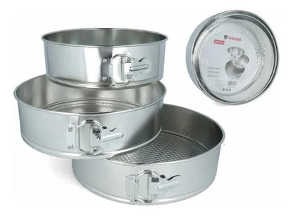 Set Moldes Desmontables Repostería Pack X3 Piezas Torta Plateado