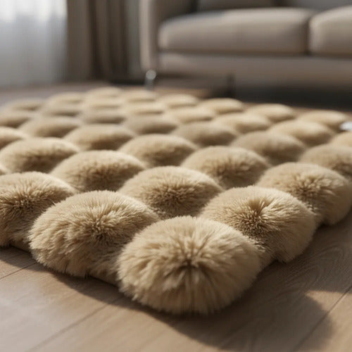 Alfombra Suave Base Gamuza Felpa Relieve 50x80cm Dormitorio 80 M 50 M Beige