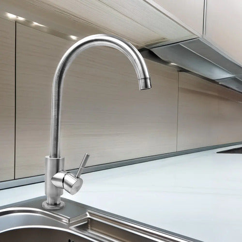 Grifo Alto Mesada Canilla Para Cocina Metalica + Colillas