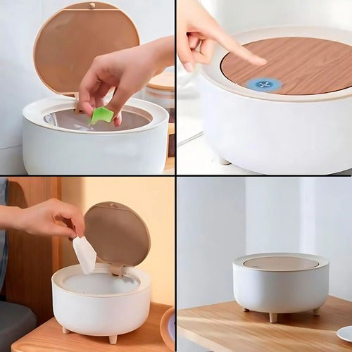 Mini Papelera Con Tapa A Presion Cesto Basura Living Cocina Blanco