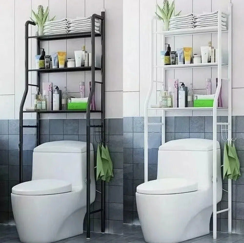 Organizador Estantes Baño Sobre Inodoro 3 Nivel Metal 155x46 Negro