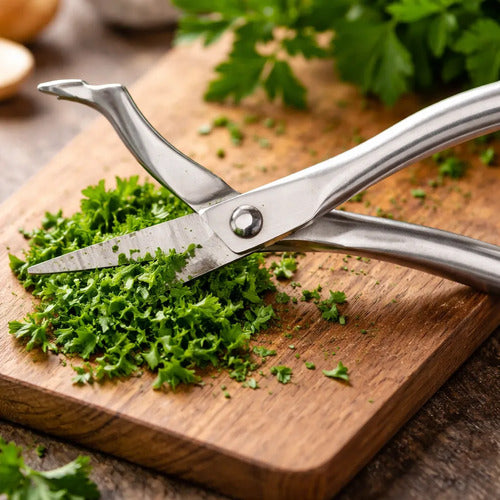 Tijera Cocina Multiuso Vegetal Acero Inoxidable Blister 25cm Plateado