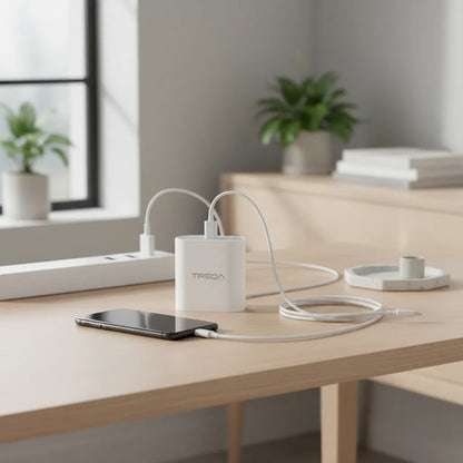 Cargador Usb Carga Rapida Tipo C Cable C A C Celular Tablet Blanco