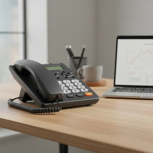 Telefono Fijo Numeros Grandes Con Captor De Llamadas Blanco Y Negro
