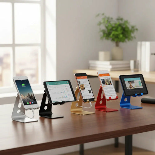 Soporte Base Celular Tablet Aluminio Escritorio Ajustable Aleatorio - 6 Colores