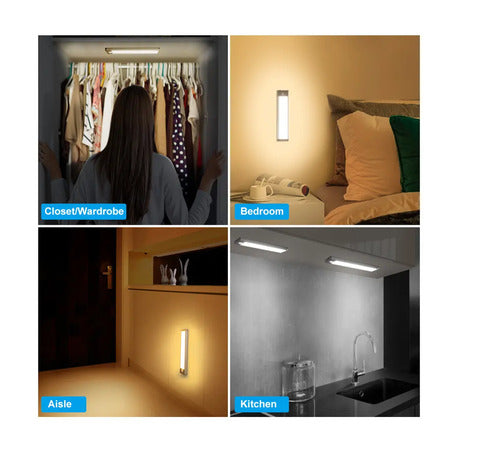 Barra Luz Led 20 Cm Usb Grupoferta Aluminio Recargable Con Sensor De Movimiento Bajo Alacena Cocina