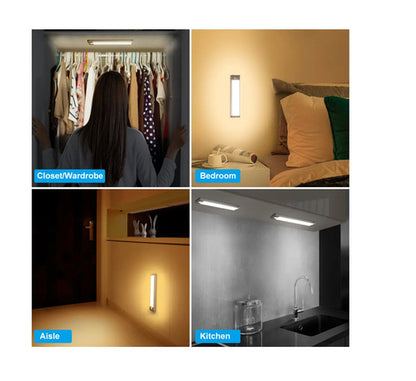 Barra Luz Led 20 Cm Usb Grupoferta Aluminio Recargable Con Sensor De Movimiento Bajo Alacena Cocina