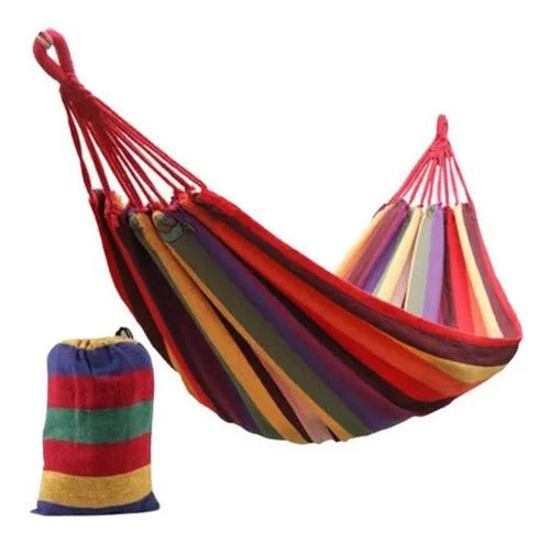 Hamaca Camping Tela Exterior Portatil Lona Reforzada 200x80c Multicolor