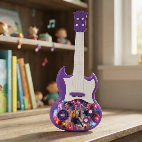 Juguete Guitarra Infantil Luces Sonido Parlante 39cm Botones Violeta